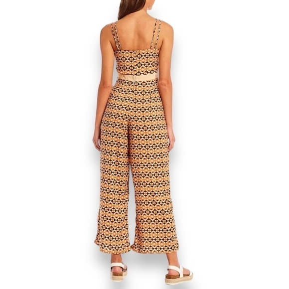 Coco + Jaimeson Brown Geo V-Neck Sleeveless Printed Spaghetti Strap Jumpsuit NWT - Picture 8 of 14